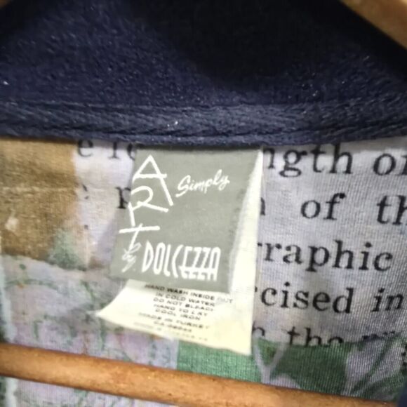 Dolcezza Jacket Women XXL Artsy Art To Wear Flecce Collar Photography Travel - Picture 3 of 13